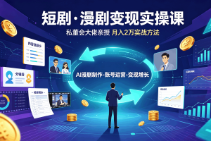 短剧·漫剧变现实操课|私董会大佬亲授月入2W秘籍