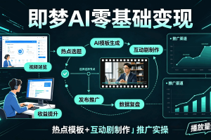 即梦AI零基础变现:热点模板+互动剧制作+推广实操 播放量翻倍